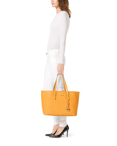 buy online michael kors neoprene jet set yellow tote bag|michael kors large open tote.